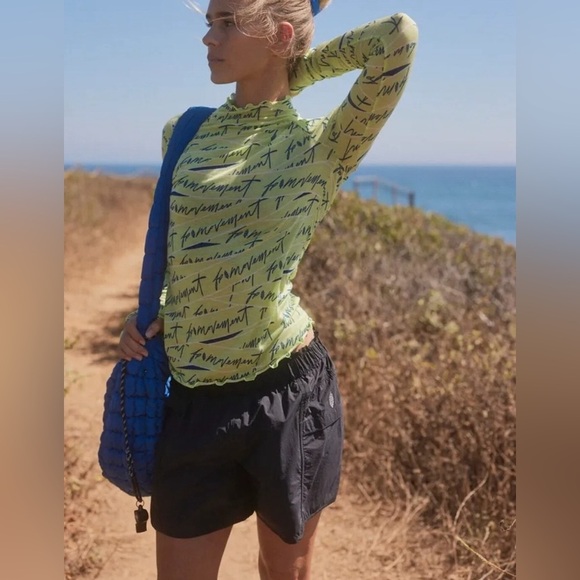 Free People Movement Free Jump Neon Long Sleeve Lightweight Lettuce Hem Top - Picture 1 of 4